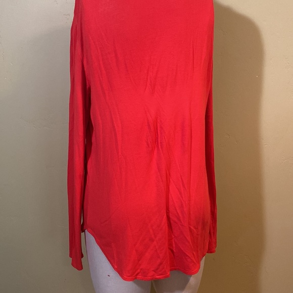 Eileen Fisher Long Sleeve Knit Tunic Top Shirttail Hem Petite Medium PM Red - Picture 3 of 12